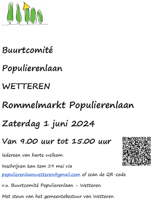 14e Rommelmarkt en Garageverkoop Populierenlaan Wetteren 1 juni 2024